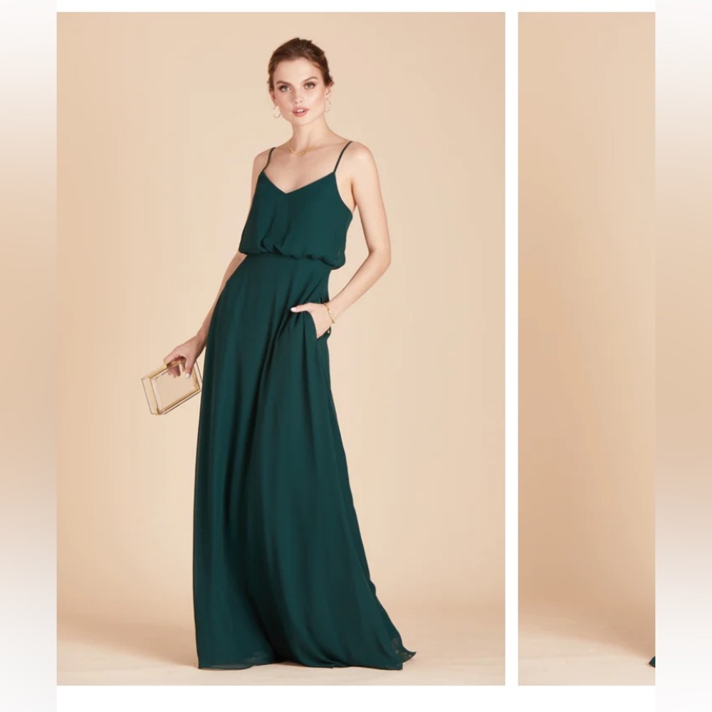 Emerald Green Birdey Grey bridesmaids dress